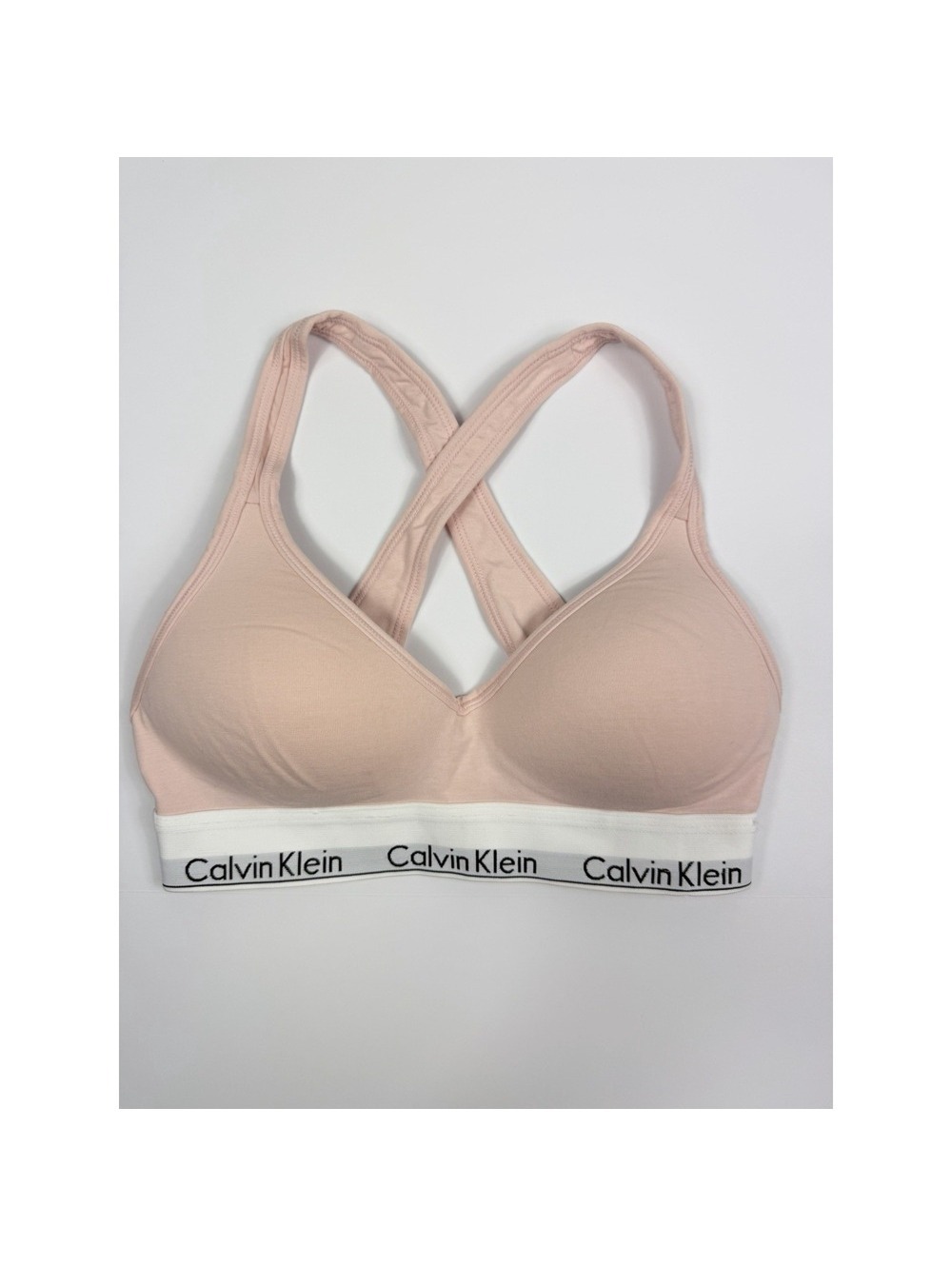 Calvin Klein Pink Racerback Sports Bra Bralette Size Small S Logo Band Lounge
